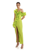 Elegant Solid Patchwork One Shoulder Evening Birthday Party Bodycon Bandage Long Dress