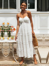 Elegant Spaghetti Strap Lace Patchwork Long Dress
