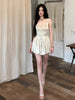 Elegant Square Collar Satin Floral Lace Regular Fit Mini Dress