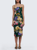 Elegant Square Collar Sleeveless High Waist Floral Printing Midi Dress
