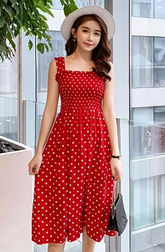 Elegant Square Neck Mid-Calf Sleeveless Chiffon Long Dress