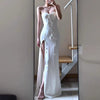 Elegant Square Neck Sleeveless Patchwork Solid Slimming Temperament Maxi Dresses