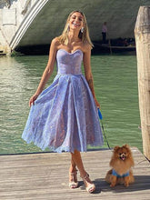 Elegant Strapless Lace Sleeveless Open Shoulder Midi Dress
