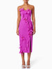 Elegant Strapless Solid Slimming Spliced Appliques High Waist Split Midi Dress