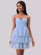 Elegant Sweetheart Neckline Tiered Ruffle Mini Party Dress