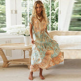 Elegant Tassel Print Casual Floral Maxi Dress