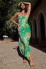 Elegant Tie Dyeing Style Bottom Chest Open Back Ankle Maxi Dress