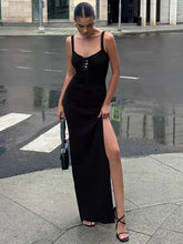 Elegant Tie Front High-slit Sleeveless Spaghetti Straps Dress
