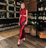 Elegant Turtleneck Solid Sleeveless Hollow Out Bodycon Maxi Dress