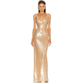 Elegant V-Neck Sequin Split Evening Party Dresses
