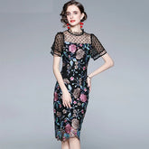 Embroidery Mesh High Quality Vintage Party Dress