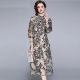 Embroidery Mesh High Quality Vintage Party Dress