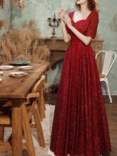 Evening A-Line Half Sleeves Lace Formal Dinner Dress