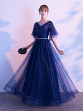 Evening A Line Matte Satin Floor Length Sequins Party Dresses