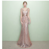 Evening Dresses Mermaid Formal Dress V Neck Sleeveless Ruched Waist Party Dress With Train