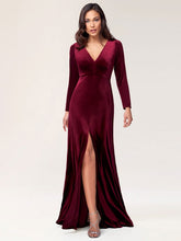 Evening Sheath Long Sleeve V-Neck Social Party Dress