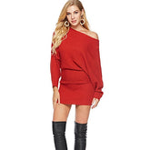 Dolman Design Solid Color Sweater Dress