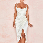 Draped Spaghetti Strap Club Party Dress