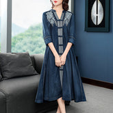 Embroidery Single Breasted Trench Half Sleeve