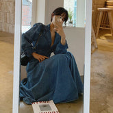 Long Maxi Turn Down Collar Dresses