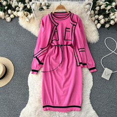 Long Sleeve O Neck Casual Slim Dress