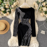 Long Sleeve Slim Short Street Wear Sweater Dress