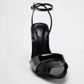 Patent Leather High-Heel Sandals Open-Toe Ankle Strap Buckle Brand Designer Shoes