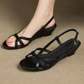 Round Toe Narrow Band Roman Style Platform Sandal Comfort Open Toe Wedge Designer Shoe Brown Faux Suede Beach Shoe