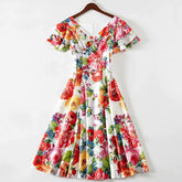 Runway V-Neck Party Mid-Calf Dress