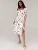 Floral Backless Bandage Short Sleeve Beach High Slit Bodycon Midi Dress