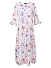 Floral Bell Sleeve Cotton Blend Maxi Dresses