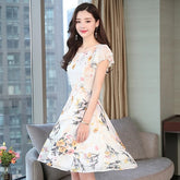 Floral Plus Size Print Chiffon Dress
