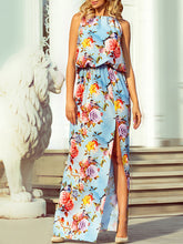 Floral Sleeveless Split Maxi Dresses