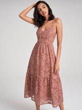 Flower Jacquard Open Back Criss-cross Spaghetti Strap Dress
