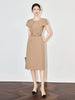Formal Designer Double Breasted Cloak Sleeve Office Style Midi Dress