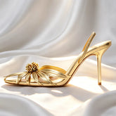 Gold Flower Detail High Stiletto Heel
