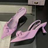 High Quality Suede Bow Design High Heel