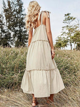 High Waist A-line Cotton Casual Solid Strap Dress