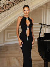 Hollow Out Pearl Tassel O Neck Sleeveless High Waist Bodycon Club Party Long Dress