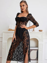 Hollow Out See Through Half Sleeve Party Dress