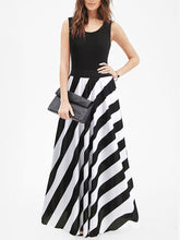 Jewel Neck Stripe Sleeveless Maxi Dress