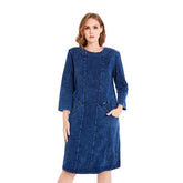 Casual Diamonds Knitted Denim Slim Fit Street Wear Midi Dress