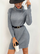 Knitted Dress For Women Pretty Long Sleeves Turndown Collar