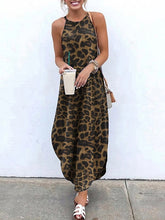Leopard Animal Print Sleeveless High Low Hem Maxi Dress