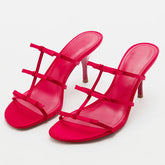 Lolita Style Bow-Adorned Slippers Open-Toe Thin High Heel