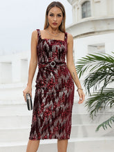 Low-slit Polyester Sleeveless Midi Dress