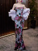 Luxurious Strapless Sleeveless Patchwork Sequins Tunic Maxi Dress