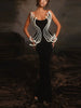 Luxury Backless Pearl Beading Strapless Design Long Bandage Bodycon Maxi Dress