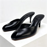 Luxury Designer Patent Leather Slippers Peep Toe Stiletto Slide Sandals Elegant High Heel