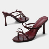 Luxury Designer Slippers Double Bow Decoration Peep Toe Slides Sandals Elegant High Heel